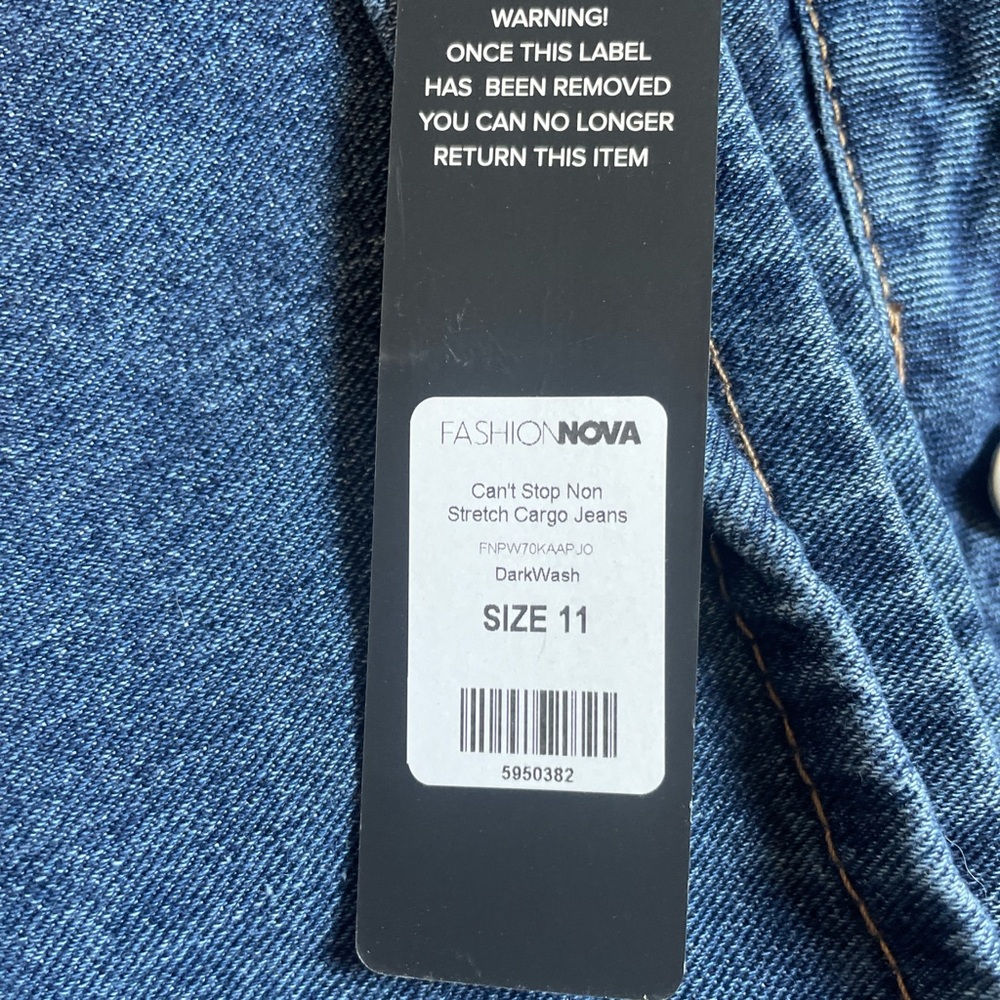 Fashion Nova Can't Stop Non Stretch Cargo Jeans - Dark Blue